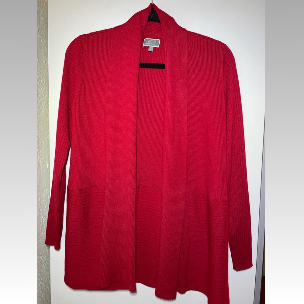 JM collection, Red Cardigan, Petite Small